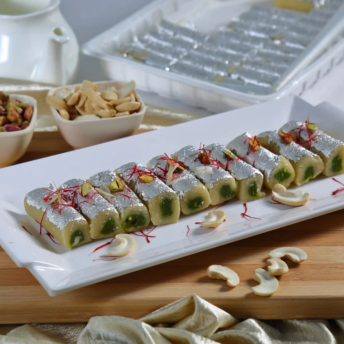 Kaju Pista Roll | Amba Foods | Indian Sweets | Indian Snacks | Indian Festival Sweets | Diwali Sweets | Dusshera Sweets Kaju Pista Roll | Amba Foods | Indian Sweets | Indian Snacks | Indian Festival Sweets | Diwali Sweets | Dusshera Sweets